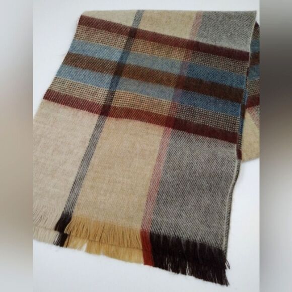 Wool Knit Long Fringe Winter Scarf Men's - Picture 7 of 11